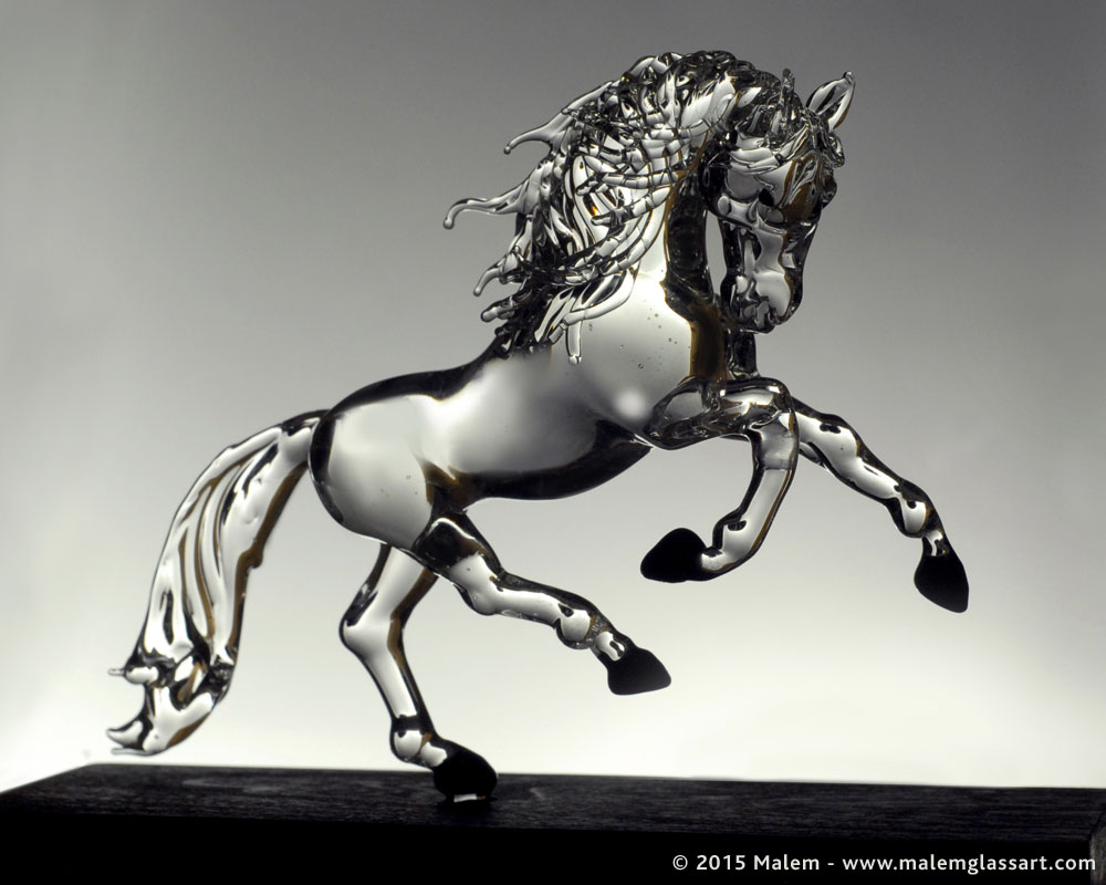 Glass Andalusian horse sculpture 