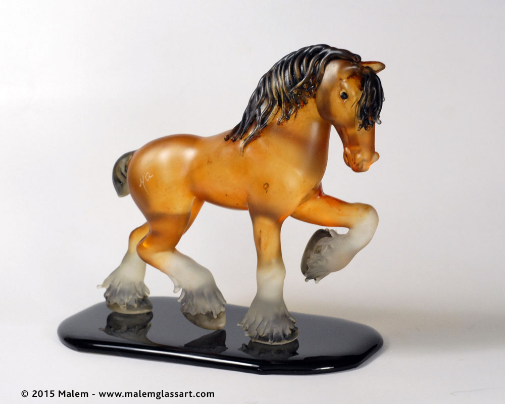 Glass Clydesdale Horse Sculpture