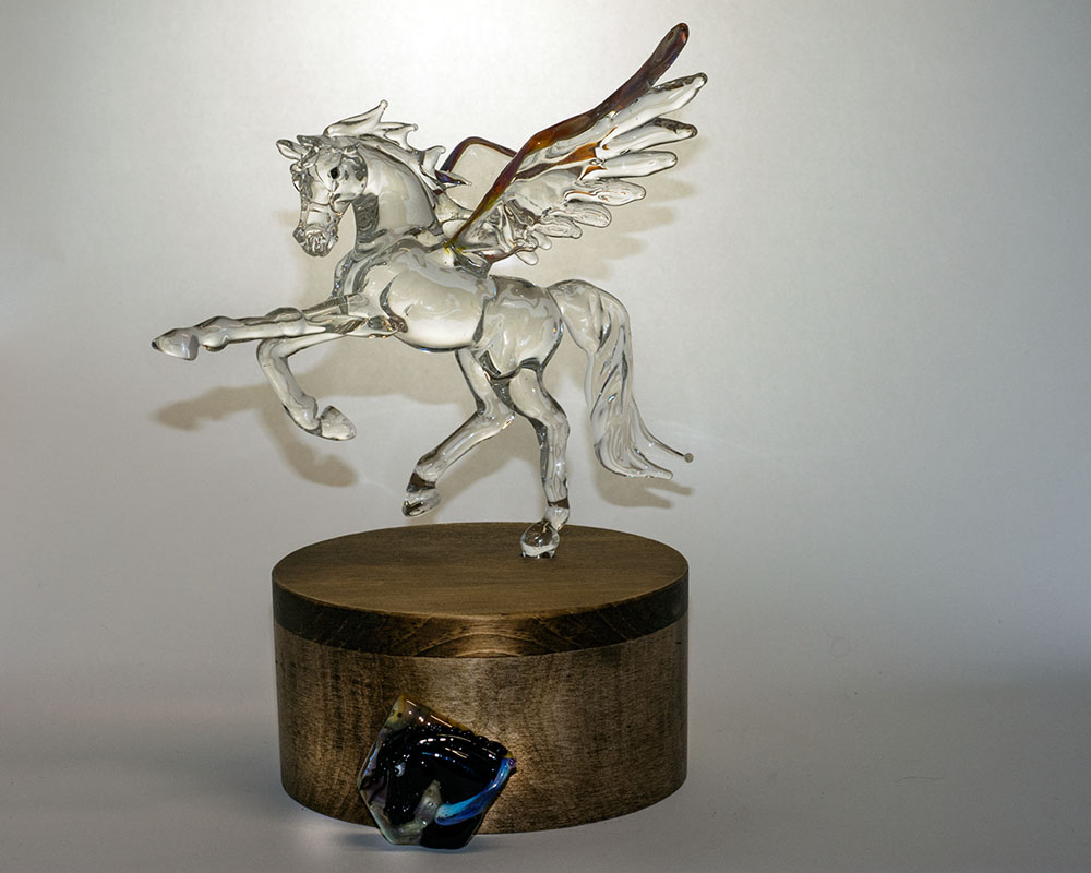 Glass Pegasus Horse Sculpture