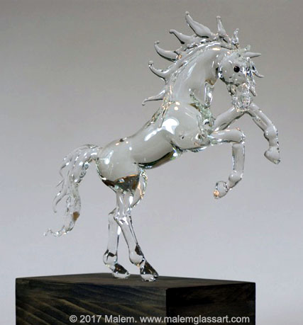 Rearing Stallion - Glass Horse Sculpture