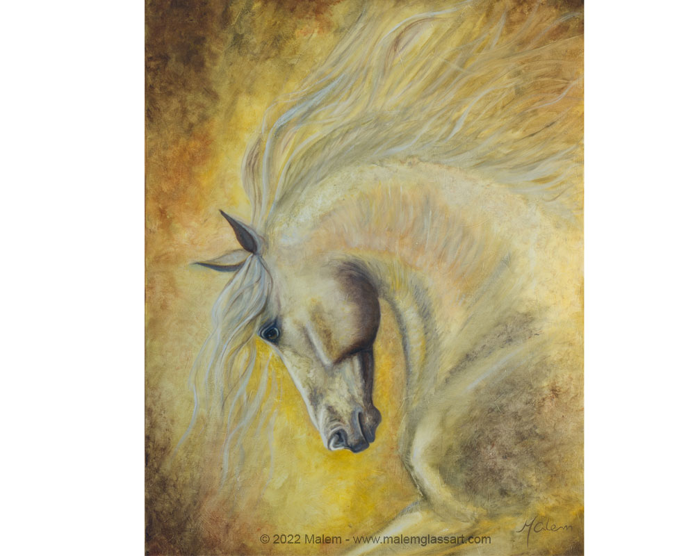 Andalusian Horse cantering oil painting