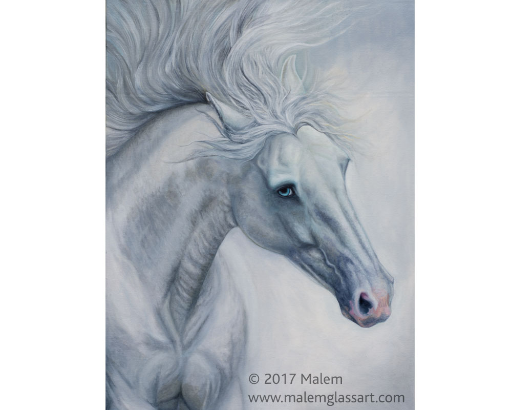 Cross arabien horse playing oil painting