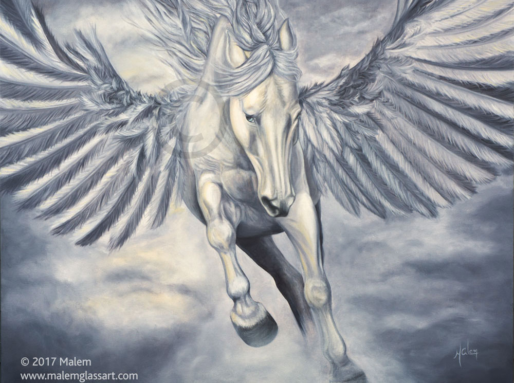 Winged Horse Oil Painting : Angel of Death